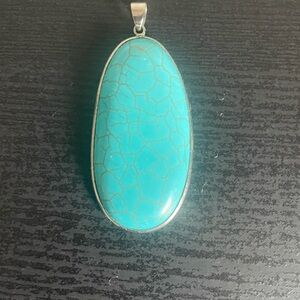 Turquoise Oval Pendant Necklace Gorgeous color jewelry